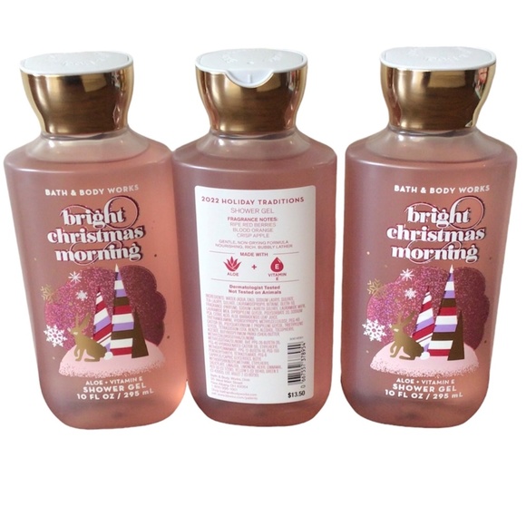 3 Bright Christmas Morning Aloe + Vitamin E Shower Gel Wash Bath & Body Works - Picture 2 of 2